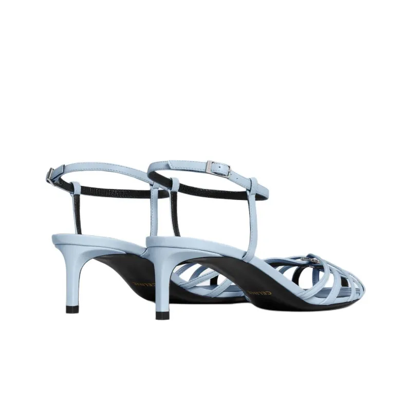 CELINE Triomphe Strap Sandals 5cm Women's Light Blue-3