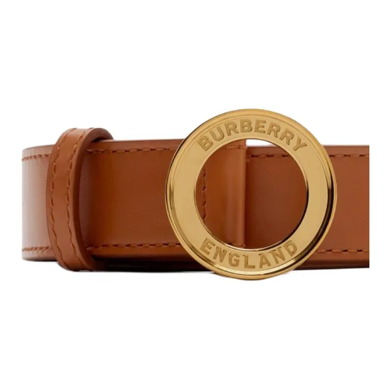 Burberry Calfskin Gold Plated Brass Leather Belts Women's Brown 2.5CM-1