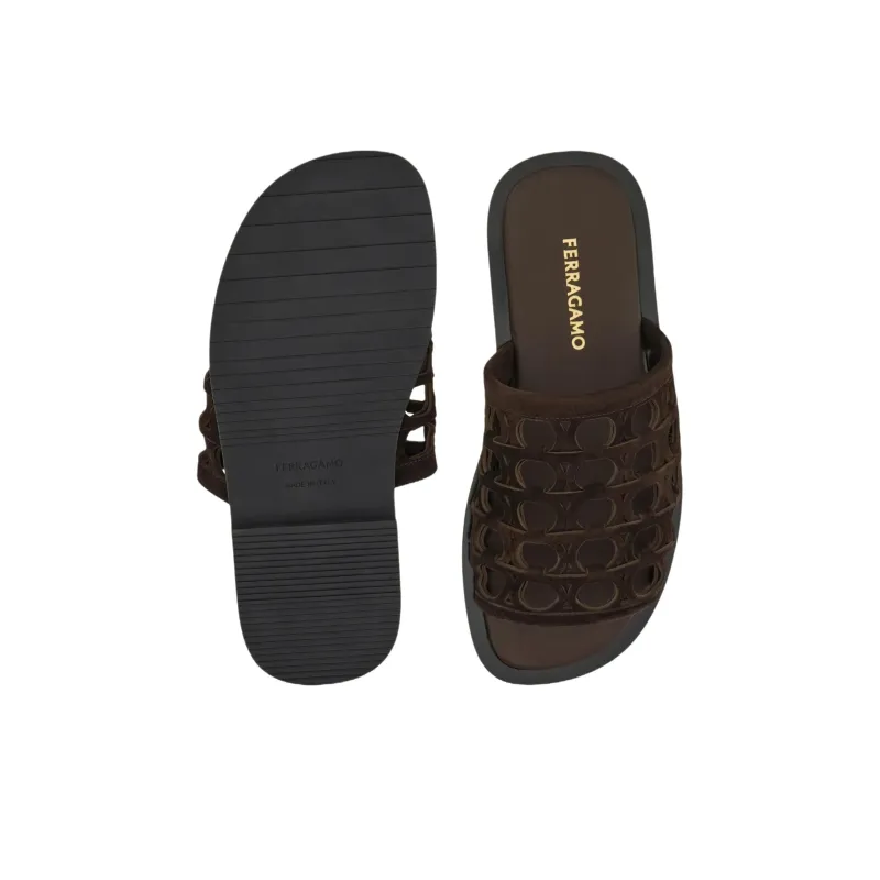 FERRAGAMO GANCINI Slide Slippers Men's Brown-5