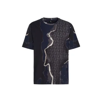FENDI SS22 Drop Shoulder Sleeve T Shirt Men's Black