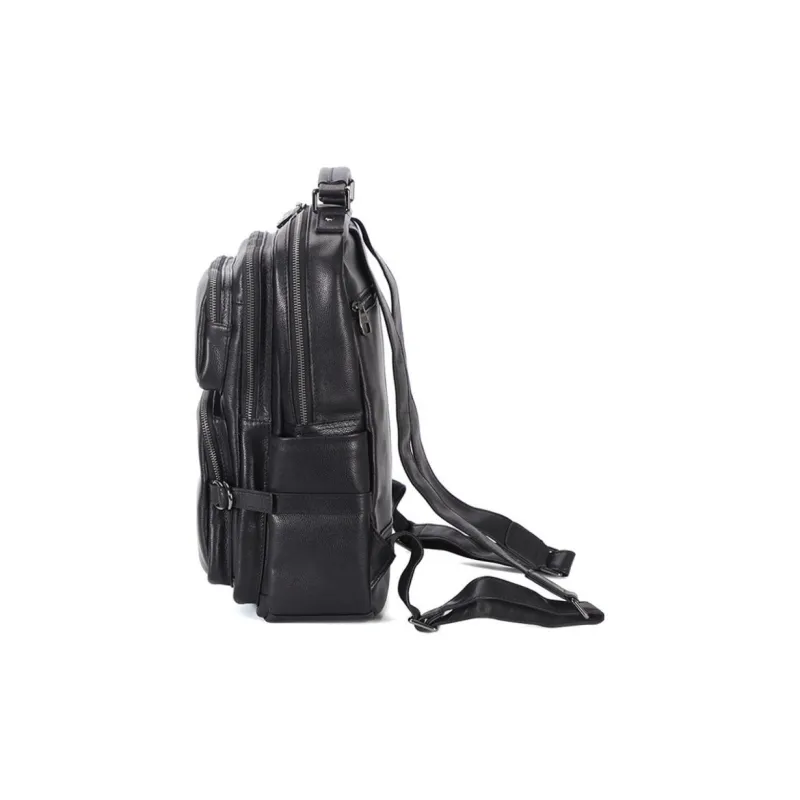 LARTIGENT Cow Leather Backpack Men's Black-3