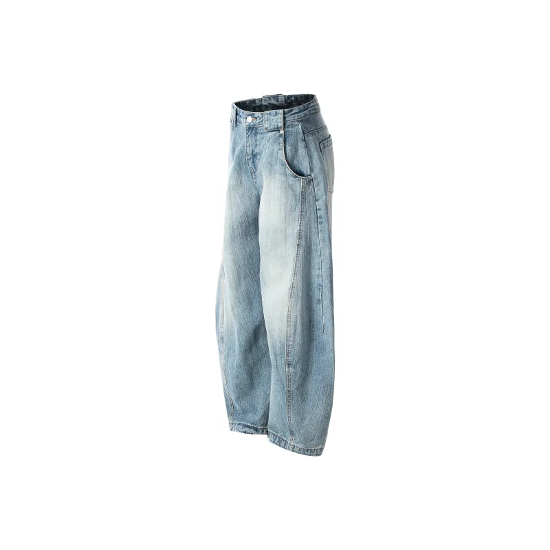 TESTUNG Classic Fashion Jeans Unisex Blue Vintage Tone-9