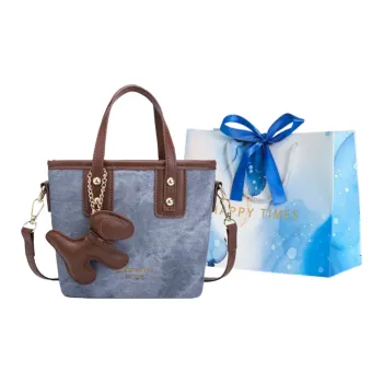 ROUNDOT Tote Bag Shopping Bag Handbag PU Women's Blue/Gray Brown/Black/Gray Black/Pink