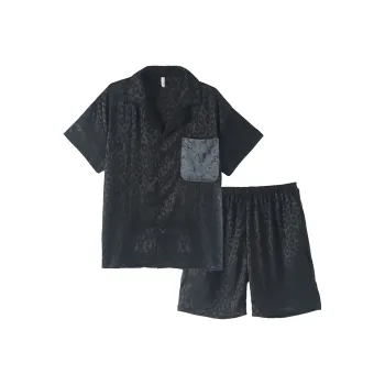 Urban Beauty Pajama Set Men's Black Leopard Print