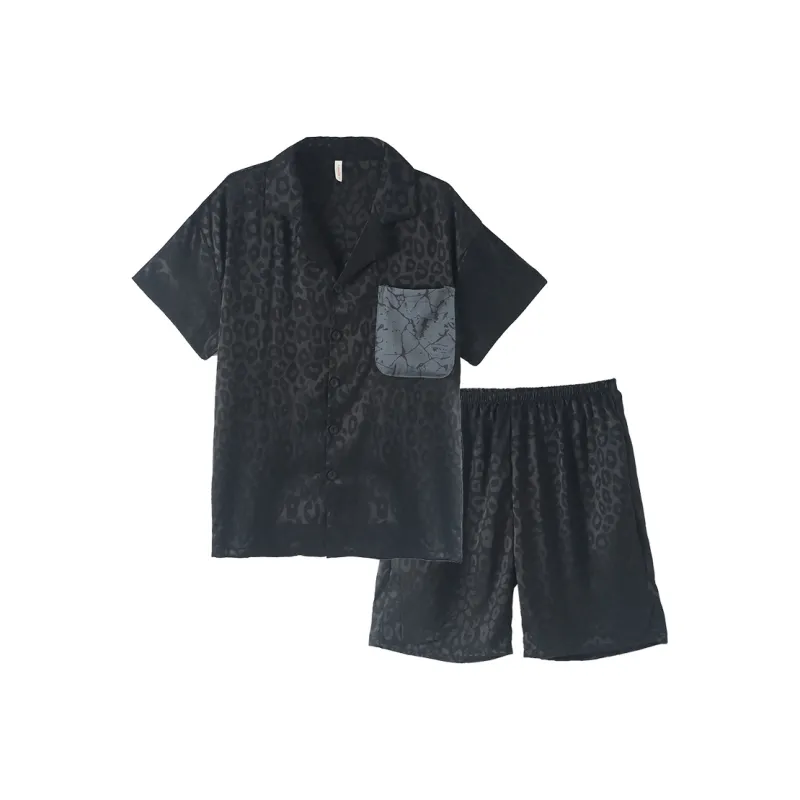 Urban Beauty Pajama Set Men's Black Leopard Print-0