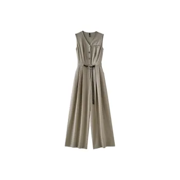 OUNIXUE Summer Jumpsuit Women's Taupe