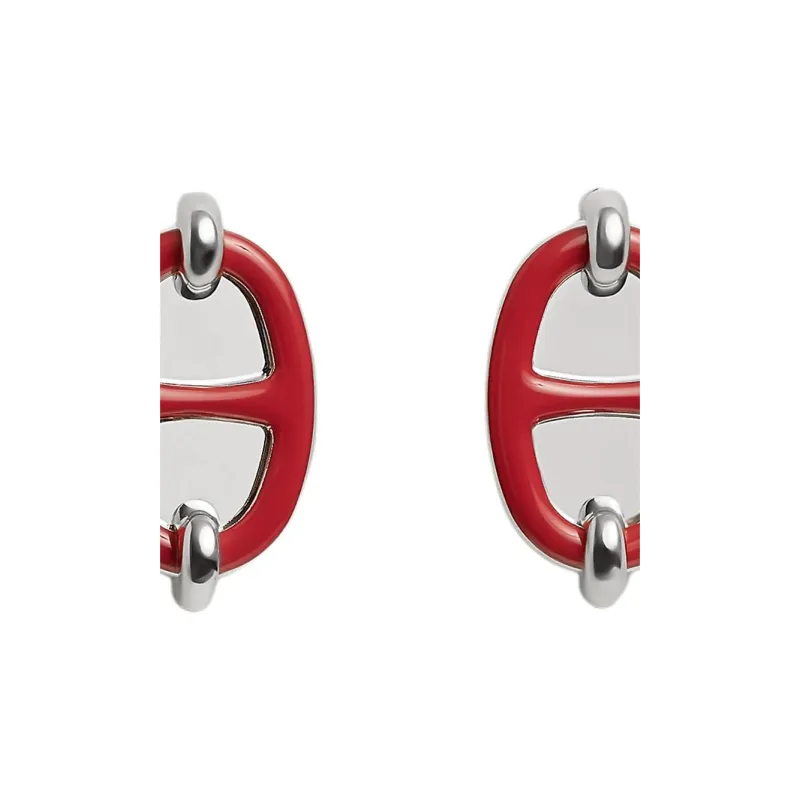 HERMES Metal Earrings Women's Red-1