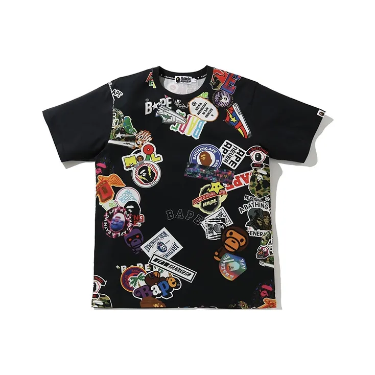 A BATHING APE Multi Motif Print Relaxed Tee-0