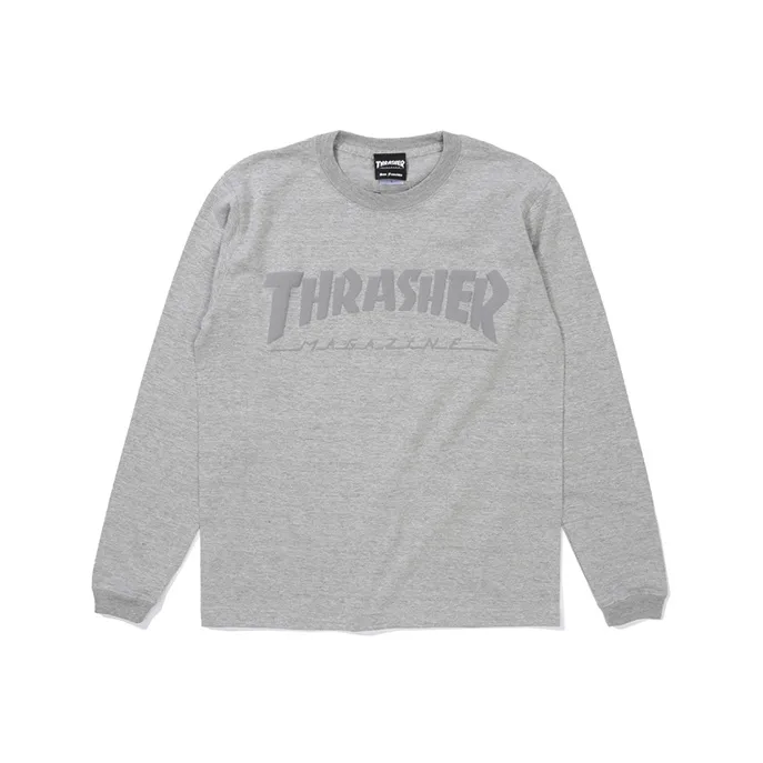 Thrasher Straight Long-Sleeved T-Shirt Japan Version Unisex Gray-0