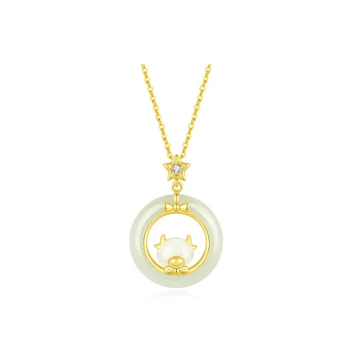 SEVEN COOK Hetian Jade Necklaces Pale Greenish White Jade Women's