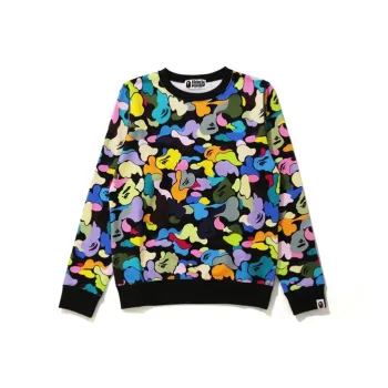 A BATHING APE Multi Camo Wide Fit Crewneck White