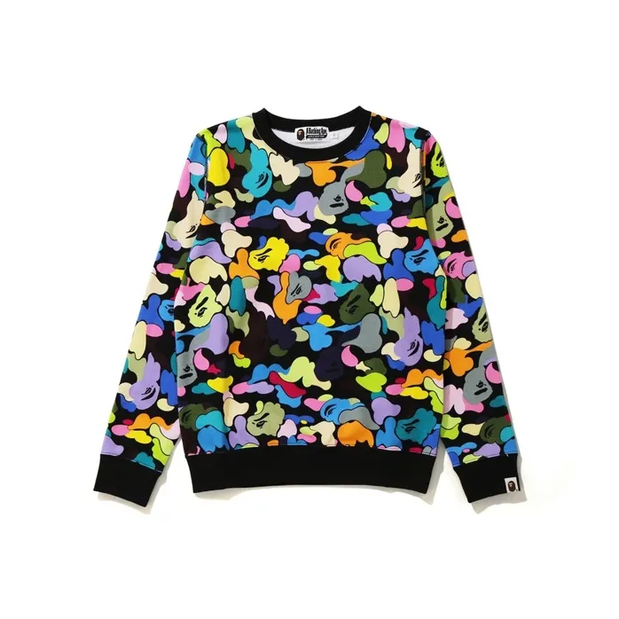 A BATHING APE Multi Camo Wide Fit Crewneck White-0