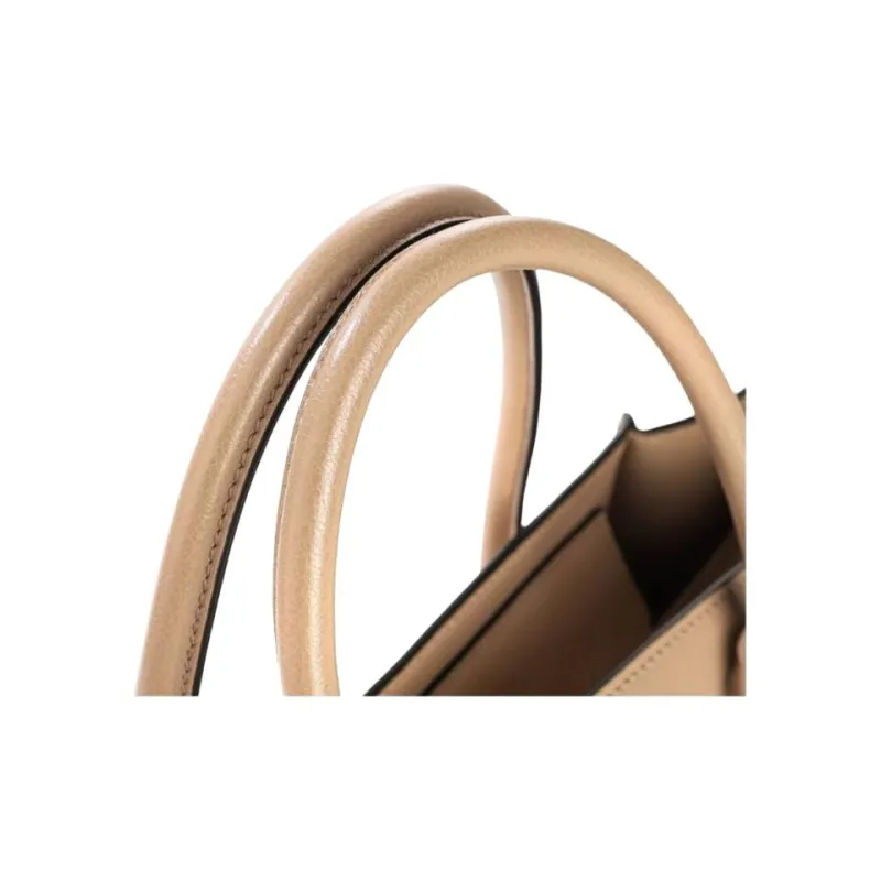 PRADA Calfskin Tote Bag, Shopping Bag, Shoulder Bag, Crossbody Bag, Handbag Women's Beige-5