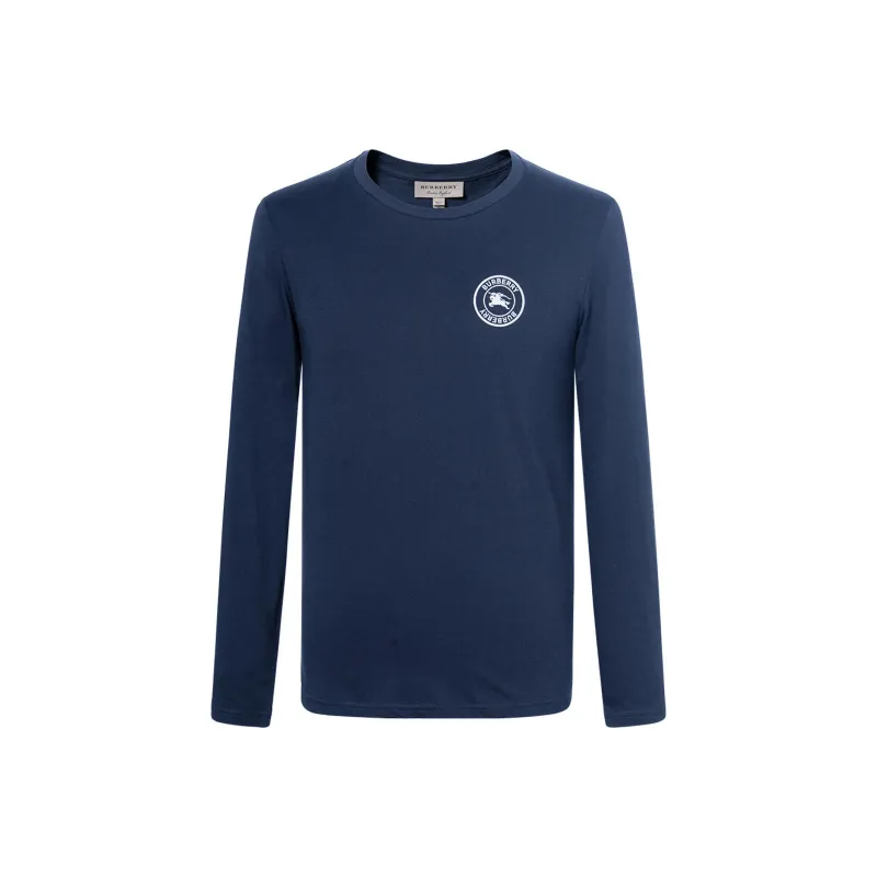 Burberry Embroidered Logo Cotton Long Sleeve T shirt-0