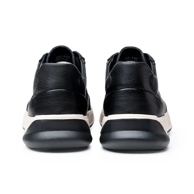 FED Breathable Lightweight Height Increasing Low Top Casual Shoes Men's Black-3