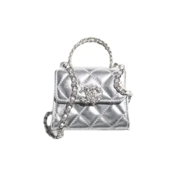 CHANEL Metallic Calfskin Shoulder Bag, Crossbody Bag, Handbag Women's Silver