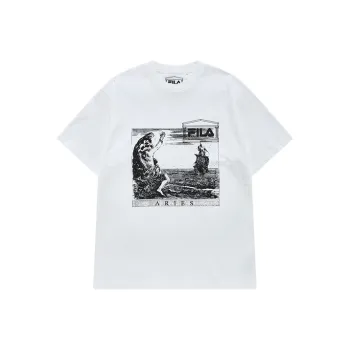 FILA FUSION ARIES Collaboration Collection Drop Shoulder Sleeve T Shirt Unisex Standard White