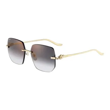 CARTIER Metal Gold Plated Irregular Shape Sunglasses Unisex Gold