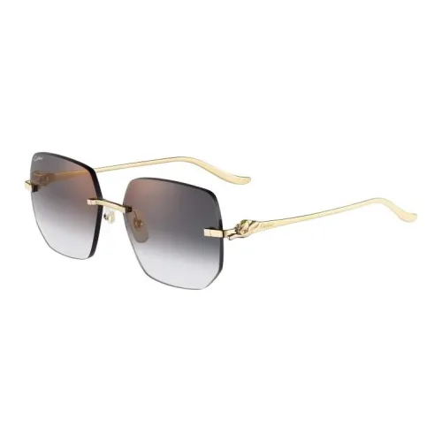 CARTIER Metal Gold Plated Irregular Shape Sunglasses Unisex Gold