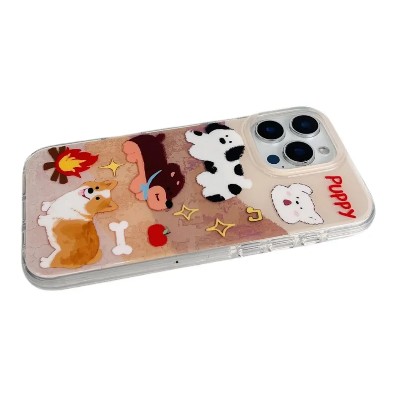 Sopi Acrylic Material Fireplace Puppy Bracelet Phone Cases Compatible With IPhone 16/15 Pro Max/Apple 13/14 Pro/Max-5