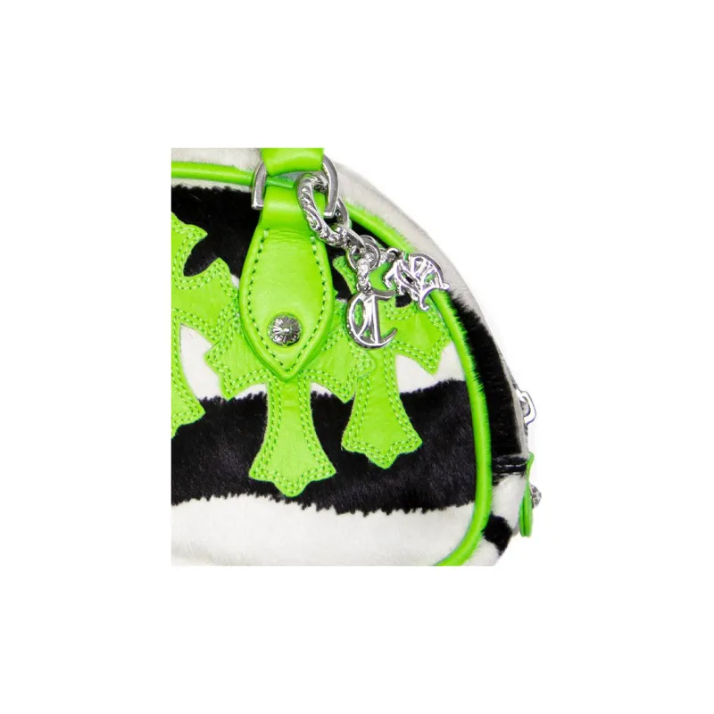 Chrome Hearts Horsehair Bowling Bag Gym Bag Portable Crossbody Bag Shoulder Bag Mini Women's Black/White/Avocado Green-4