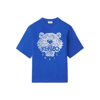 KENZO Classic Tiger Head T Shirts Men Blue
