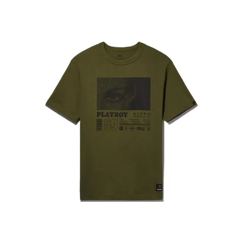 Alpha Industries x Playboy SS22 Crew Neck Fitted Straight Short-Sleeved T-Shirt Unisex-4