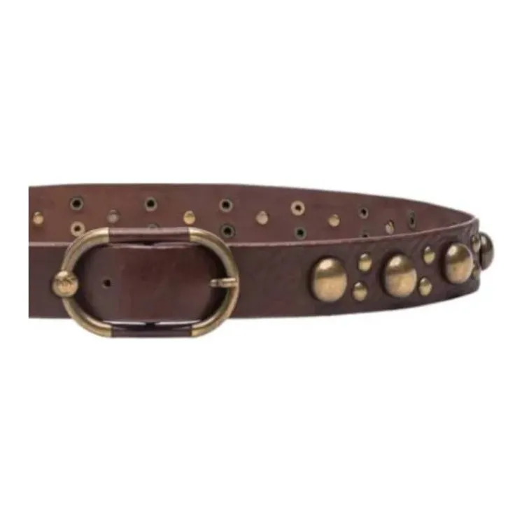 PINKO Whole Fat Fabric Leather Belts Women's Brown -1