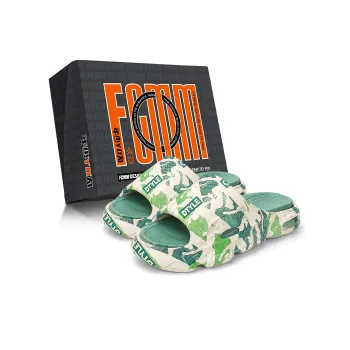 FCMM Slide Slippers Unisex White Green/Black Orange