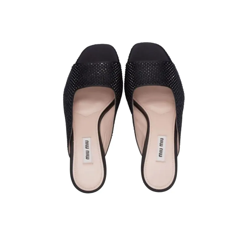 MIU MIU Slide Slippers 11.5cm Women's Black-4
