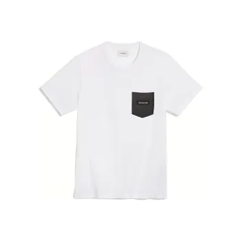 COACH Logo Letter Pocket Crew Neck Pullover Short Sleeved T Shirt Men's White
