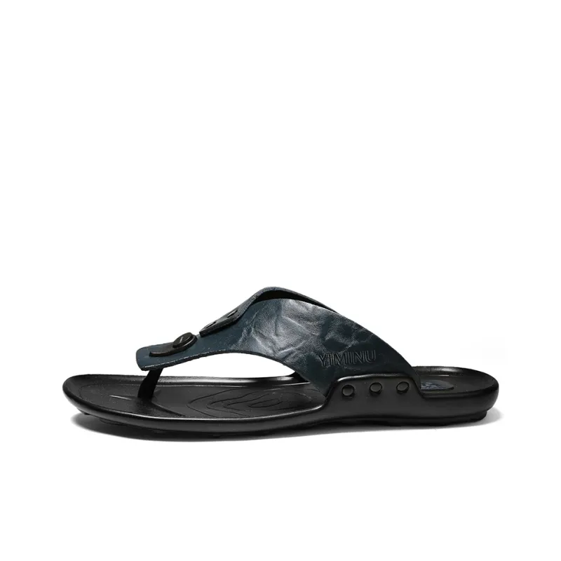Eminu Leather Patchwork Flip Flops Men's-4