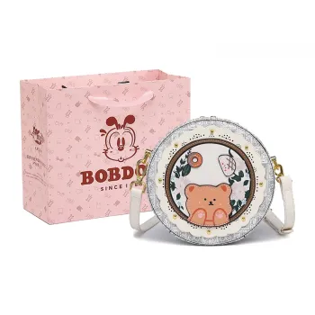 BOBDOG PU Small Round Crossbody Bag Women's Ecru/Brown