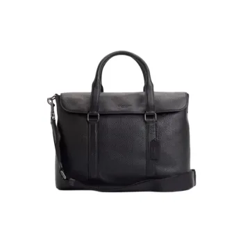 COACH Cow Leather One Shoulder Handbags Large Size Men's Black