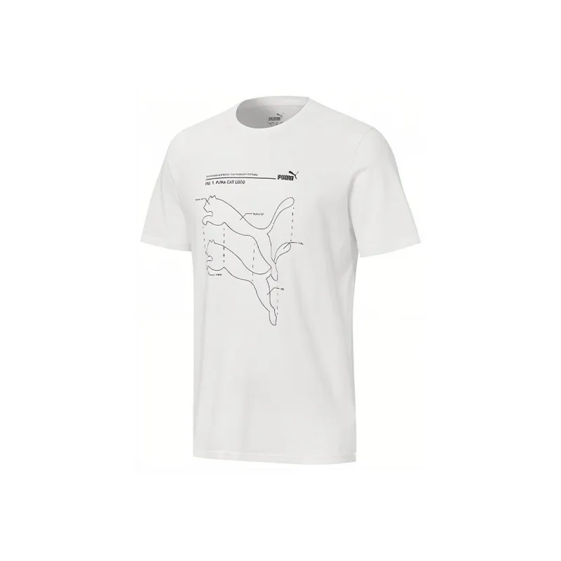 PUMA Logo Printing Round Neck Short Sleeve T Shirt Men's White-0