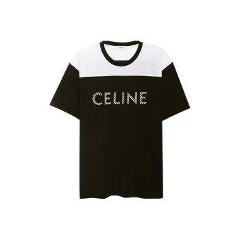 CELINE Loose T Shirt In Cotton Jersey With Studs