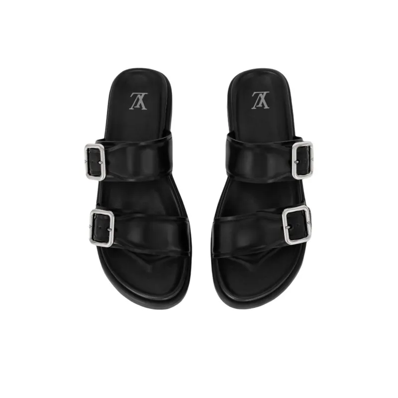 LOUIS VUITTON Rubber Sole Slip Resistant Slide Slippers Men's Black-3