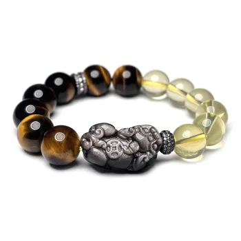 MOUNTAINS AND MANS Tiger's Eye Stone New Chinese Style Luxury Good Luck Beaded Bracelet Men's