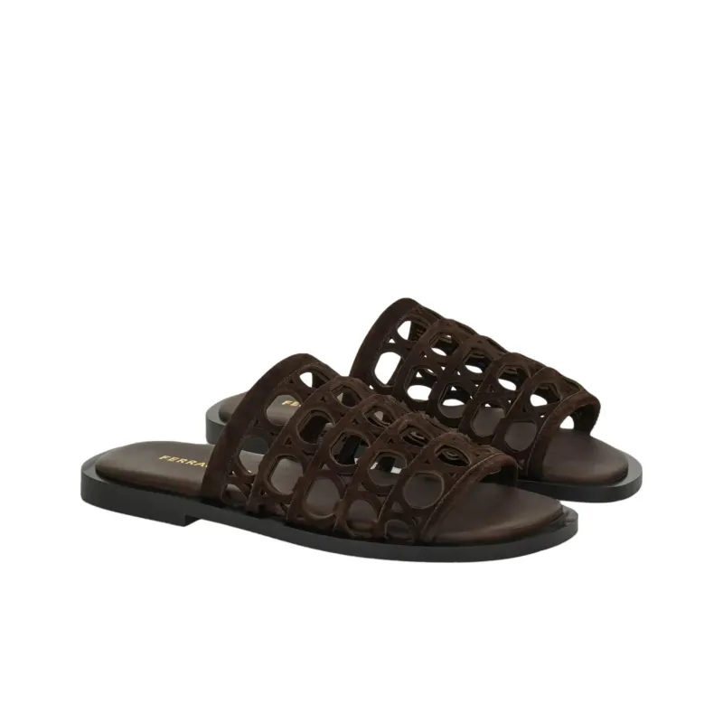 FERRAGAMO GANCINI Slide Slippers Men's Brown-2