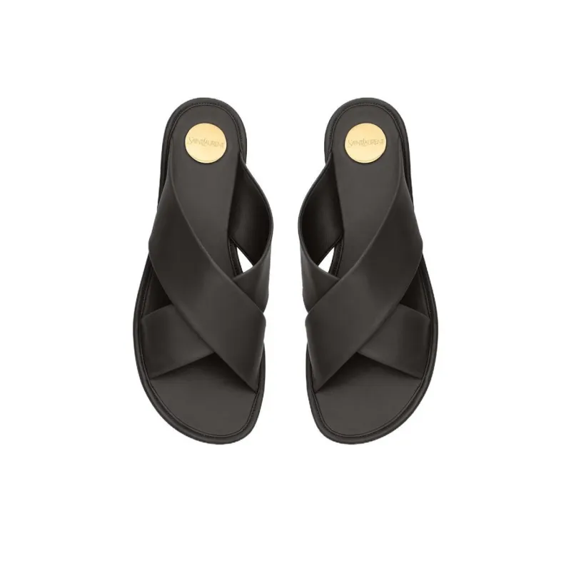 SAINT LAURENT Slide Slippers Women's Black-3