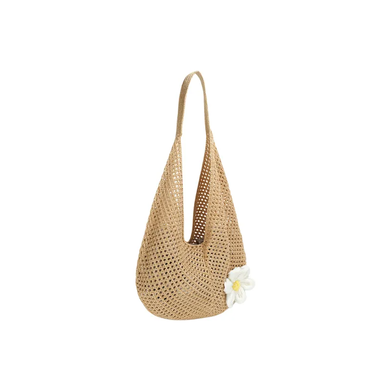 CinvaiKrose Fabric Tote Portable Shopping Bag Shoulder Bag Tubas Women's Khaki-2