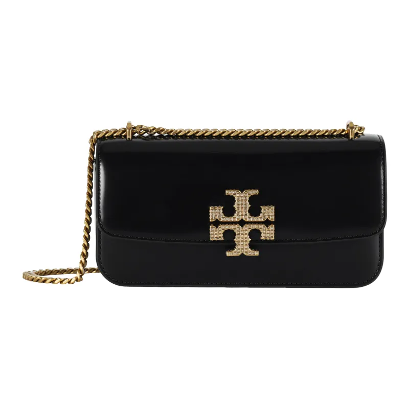 TORY BURCH Eleanor Cow Leather Portable Crossbody Bag, Shoulder Bag Trumpets Women's Black-0