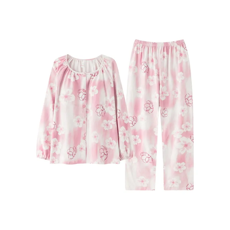 Cotton Gene Pajama Set Women's Pink-0