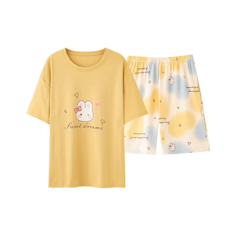 Cotton Gene Pajama Set Women's Yellow-0
