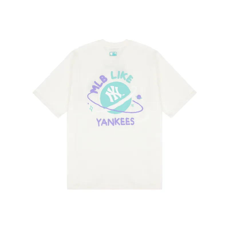 MLB Drop Shoulder Sleeve T-Shirt Unisex Cream-0