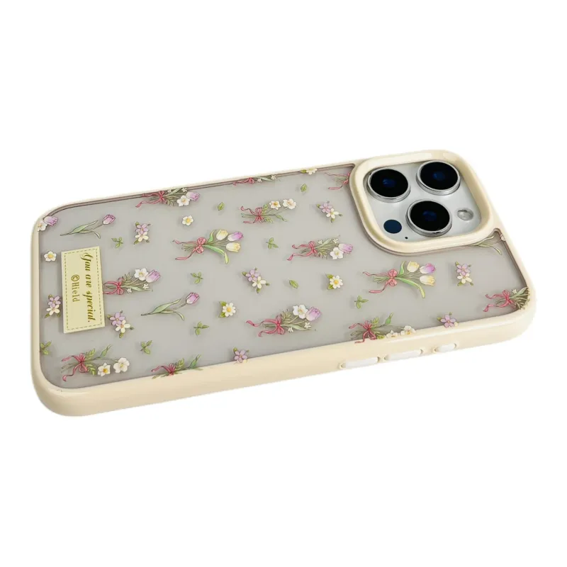 Wei Xin Acrylic Material Floral Tulip Label Phone Cases Compatible With IPhone 16/15 Pro Max/Apple 13/14 Pro/Max-3