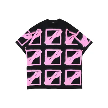 WE11DONE T Shirts Unisex Black Pink