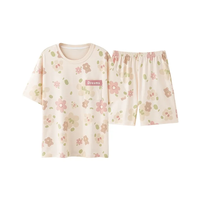 Cotton Gene Pajama Set Women's Apricot-0