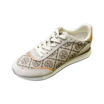 TORY BURCH T Monogram Destiny Low Top Casual Shoes Women's Umber & Lime Gray