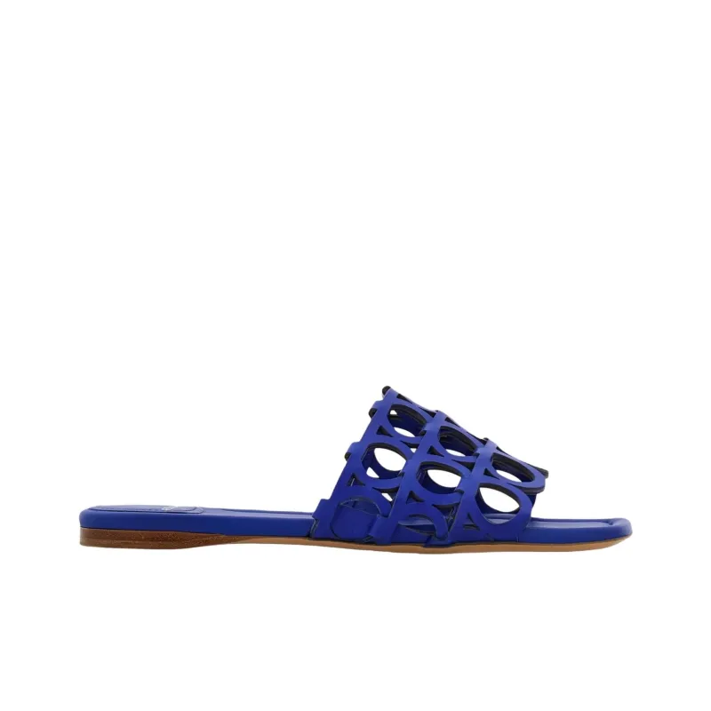FERRAGAMO GANCINI Slide Slippers Women's Blue-1